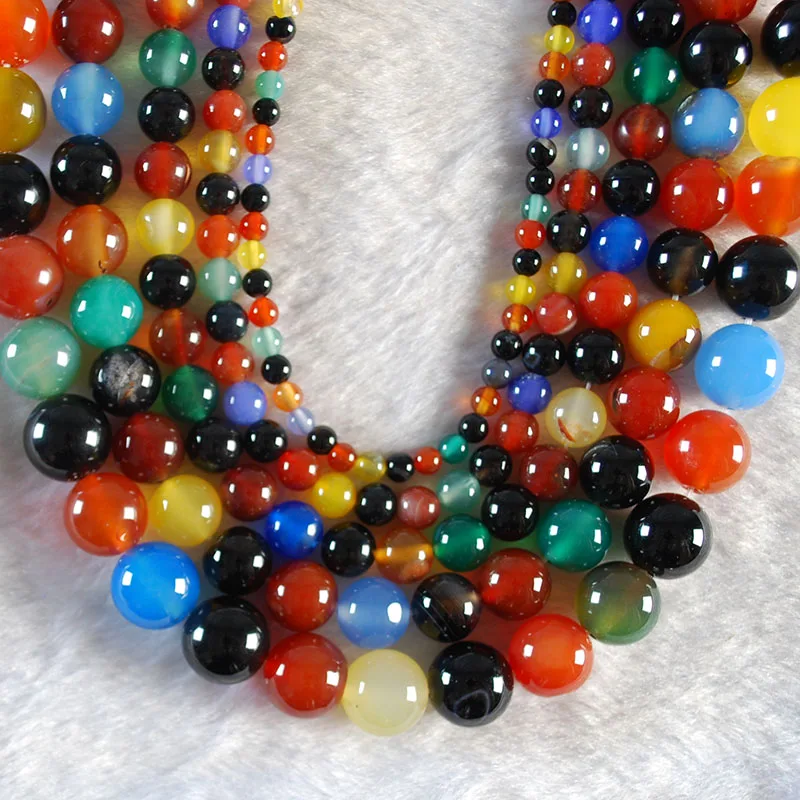 

Natural Stone Mixed Color Agates Loose Beads 15" Strand 4 6 8 10 12 MM Pick Size for Diy Jewelry Making Fctory Price