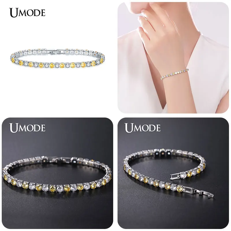 UMODE, 5 цветов, Теннисный браслет и браслеты с кубическим цирконием для женщин, рождественские подарки, Новые Модные женские ювелирные изделия, Pulseras Mujer UB0097