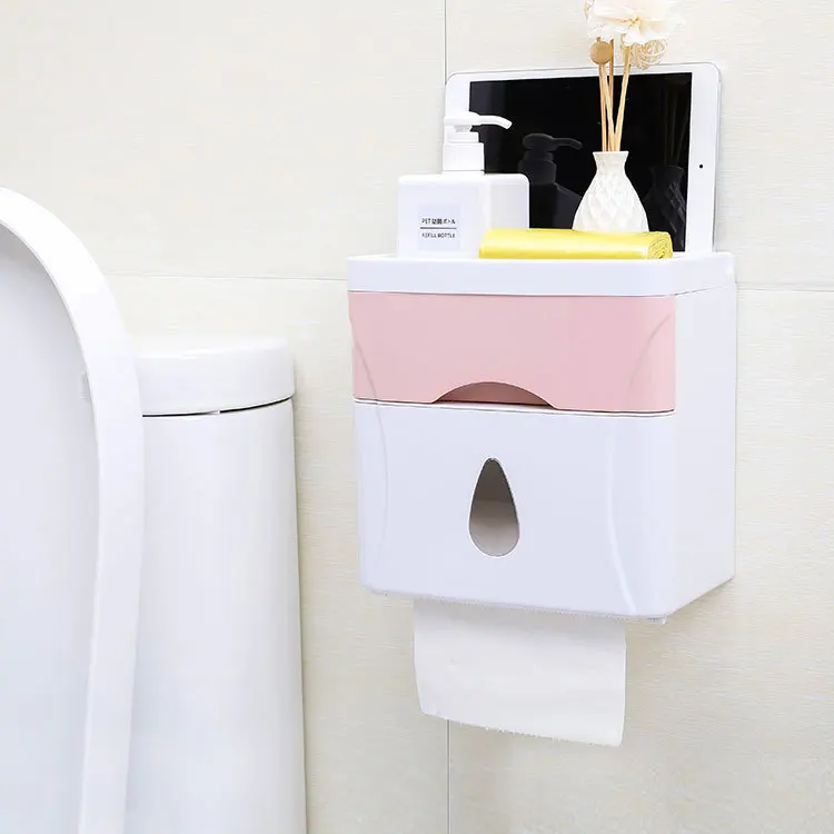 

Hole-Punched Double Layer Sanitary Ware Tissue Box Multi-functional Toilet Waterproof Roll Stand Creative Toilet Paper Towel Sto