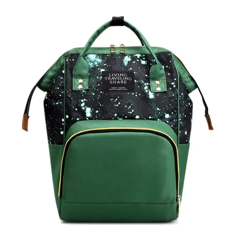 Рюкзаки для мам, Сумка с принтом звездного неба, многофункциональные сумки для мам, сумки для путешествий, нейлоновые сумки для кормящих детей, сумки для подгузников, сумки для стульев - Цвет: Бежевый