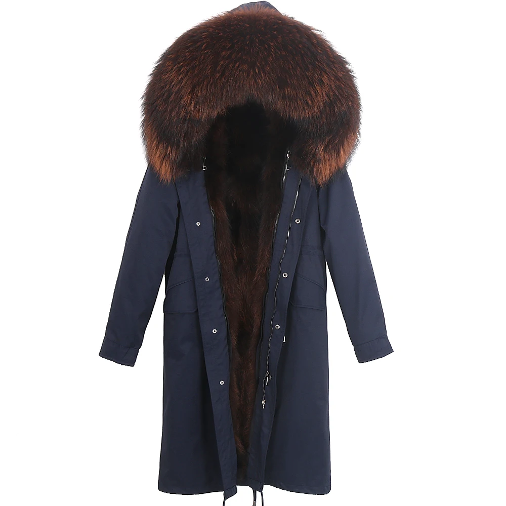 

2021 Waterproof Parka Winter Jacket Men Real Fox Fur Coat Big Natural Raccoon Fur Hood Thick Warm Long Parkas Streetwear New