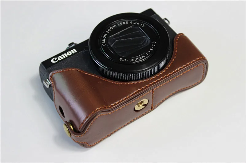 Портативный чехол из PULeather для камеры, сумка для Canon G7 X Mark III G7XIII G7X3 G7XM3, защитная полуоболочка с отверстием для батареи