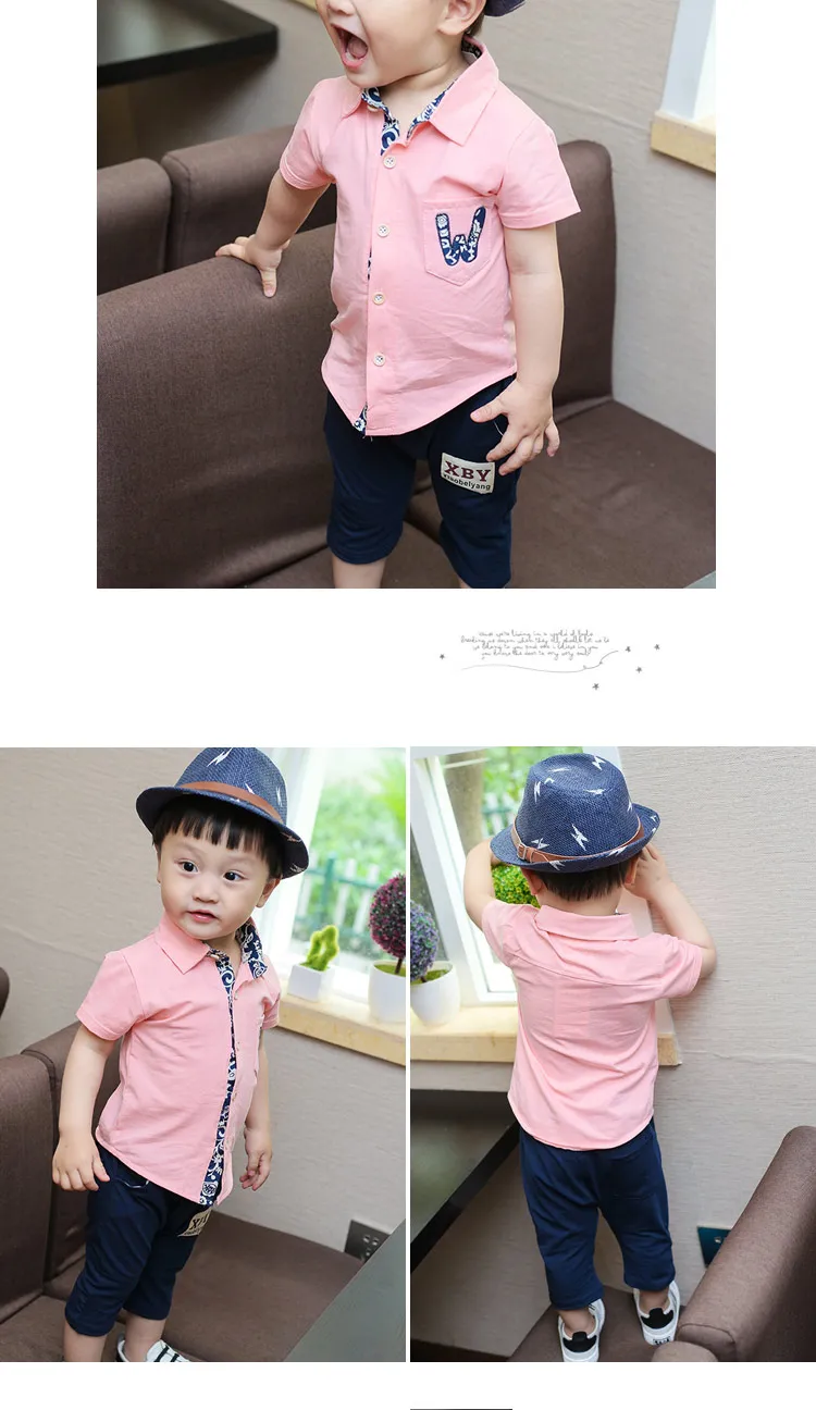 New Style Summer Wear Set Short-sleeve Shirt for Boys 1-3 Years Old Baby 4 Infant Child Korean-style Childrenswear Two-Piec