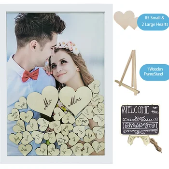 

Wedding Guest Book Unique Wedding Decoration Rustic Sweet Wedding Guestbook Heart Drop Box 85pcs Hearts Wooden Memory Box