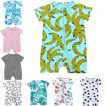 

Summer Hawaii Style Short Sleeved Girls Dress Baby Romper Cotton Newborn Body Suit Baby Pajama Boys Banana Rompers 2020