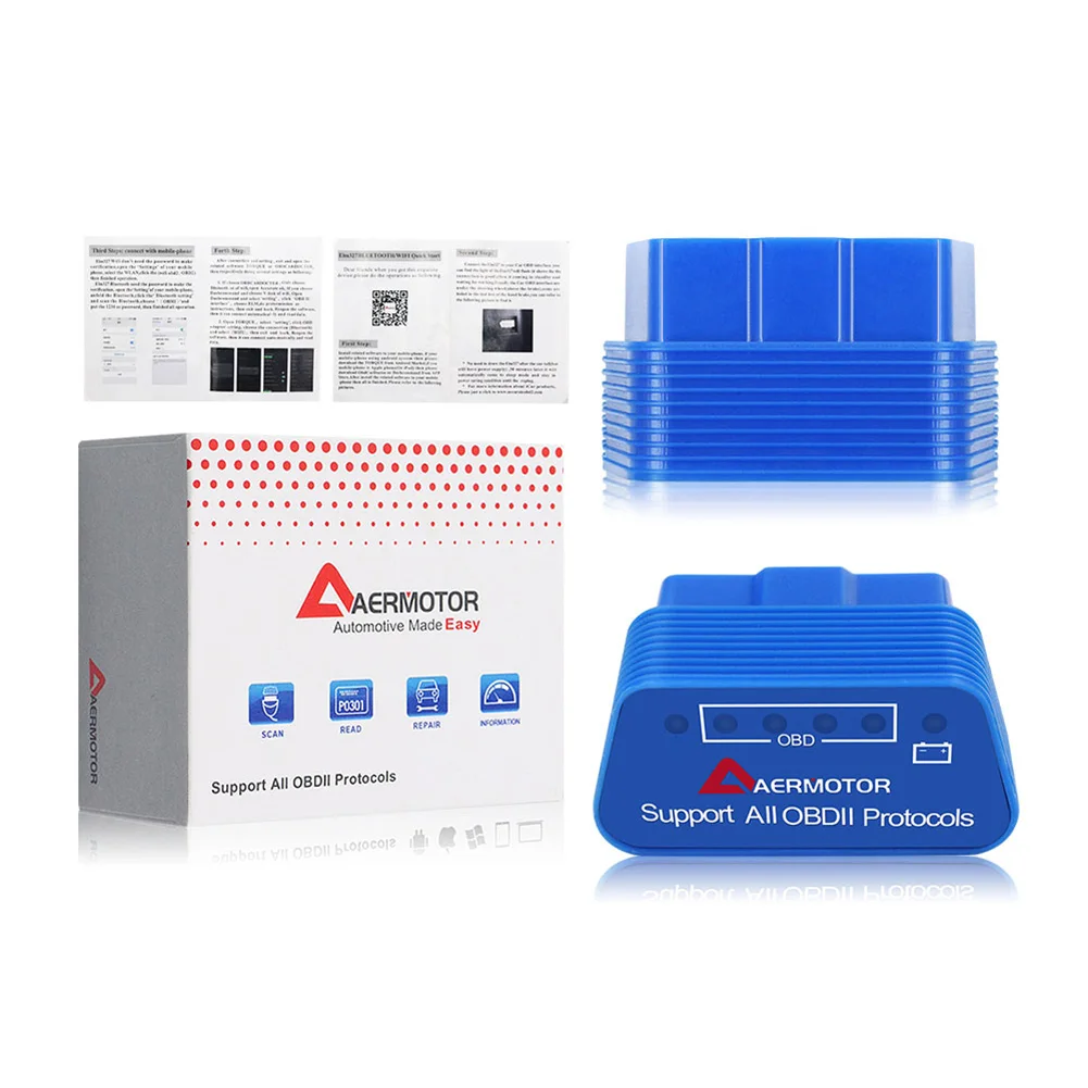 Автомобильный сканер неисправностей Aermotor ELM327 V1.5 OBD2 Диагностический прибор для
