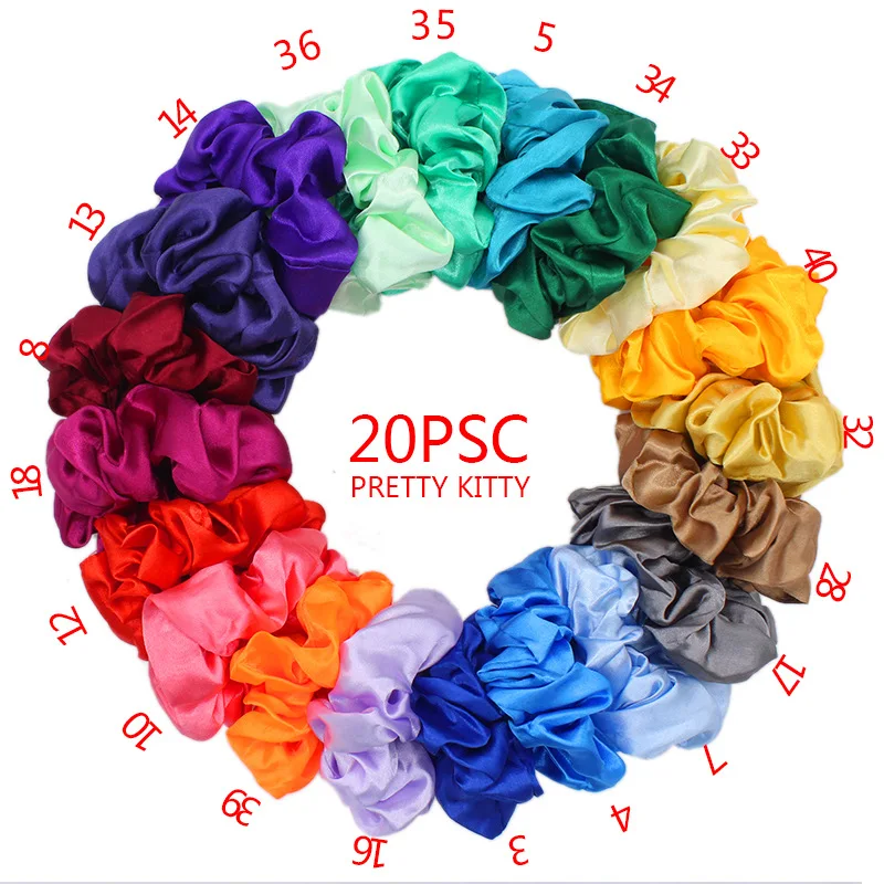 best hair clips 40PCS Silk Large Satin Hair Scrunchies Elastic Hair Bobbles Ponytail Holder Vintage Hair Ties Accessories for Women head wrap for women