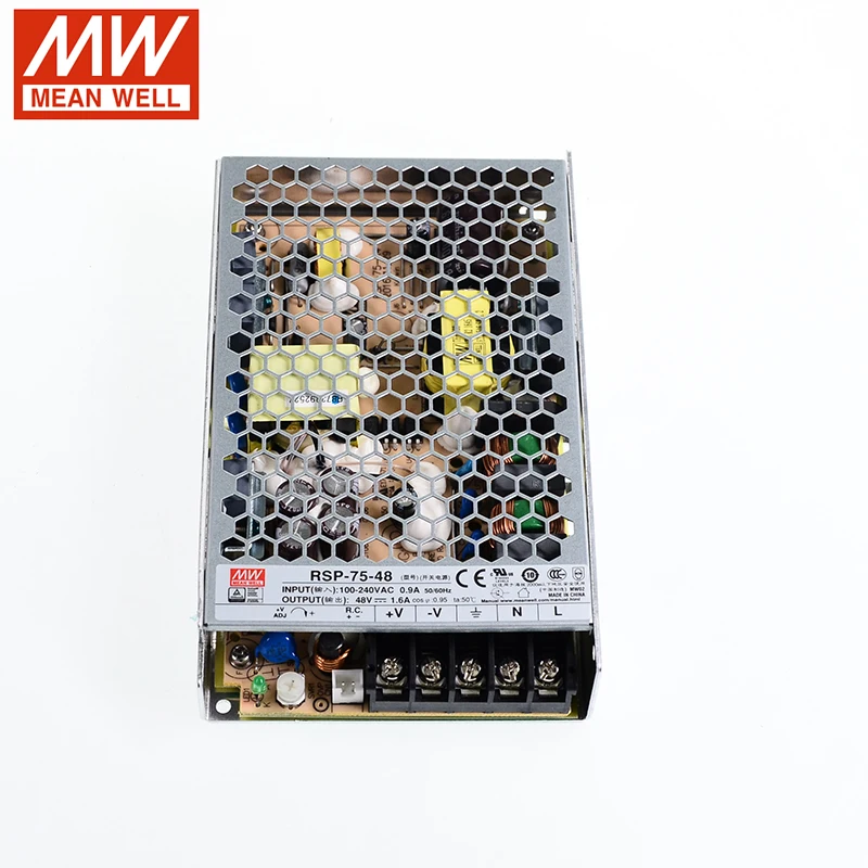 MEAN WELL RSP-75-48 импульсный источник питания 110 В/220 В переменного тока до 48 В постоянного тока 1.6A 75 Вт pfc Meanwell RSP-75 концевой трансформатор тока Замена SP-75-48