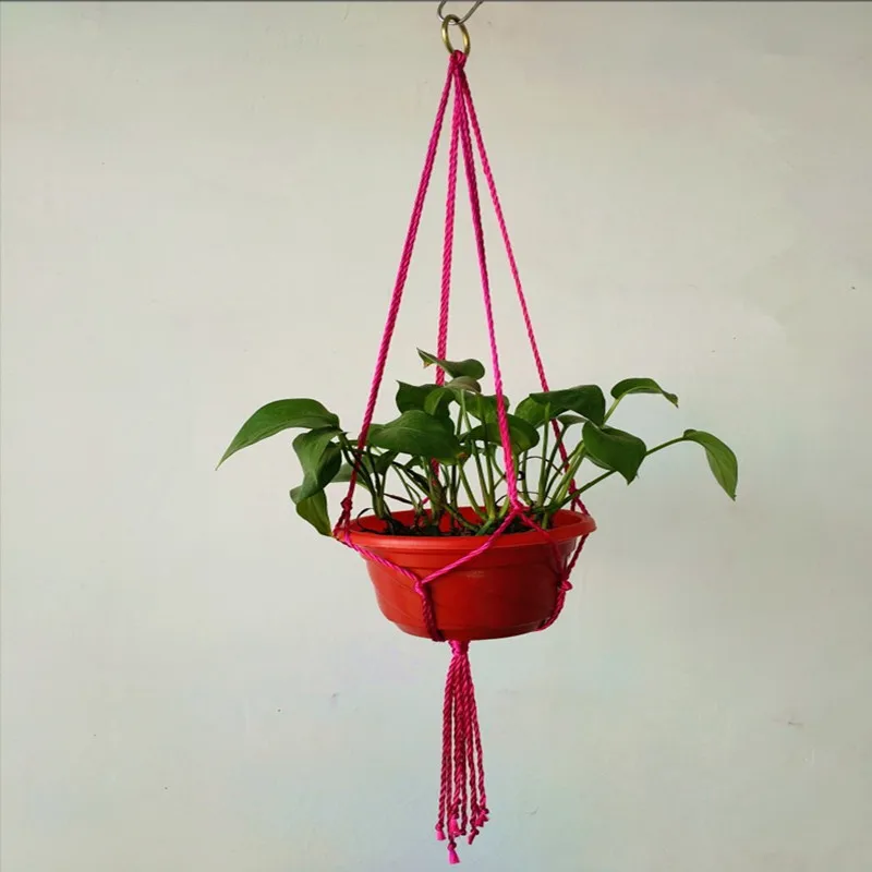 Pink Пеньковый горшок висячий канат макраме держатель для цветочного горшка вешалка для домашнего украшения сада подвесной цветочный горшок дисплей Крытый Открытый - Цвет: Pink