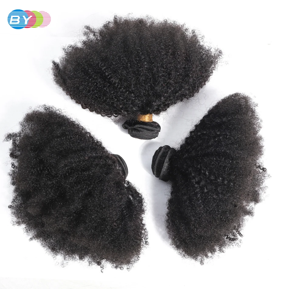 

BY Mongolian Afro Kinky Curly Human Hair Bundles Remy Hair Natural Color 1/3/4/6/10 PCS Hair Extensions Free Shipping from CHINA