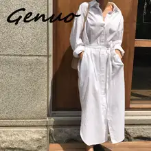 Genuo/Новинка 2019 года; сезон лето; модное белое платье с отложным