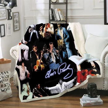 

Singer Elvis Patched Design Blanket Plush 3d Printed for Adults Sofa Sherpa Fleece Bedspread Wrap Throw Blanket Microfiber-2