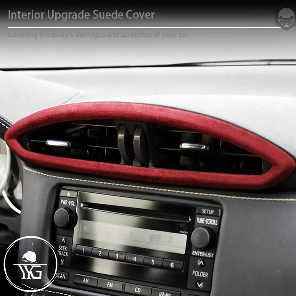 Girare la copertura dell'involucro della pelle scamosciata della pelliccia per Subaru BRZ Toyota 86 GT86 2013-2020 cruscotto centrale aria condizionata telaio di sfiato accessori per auto - immagine 2