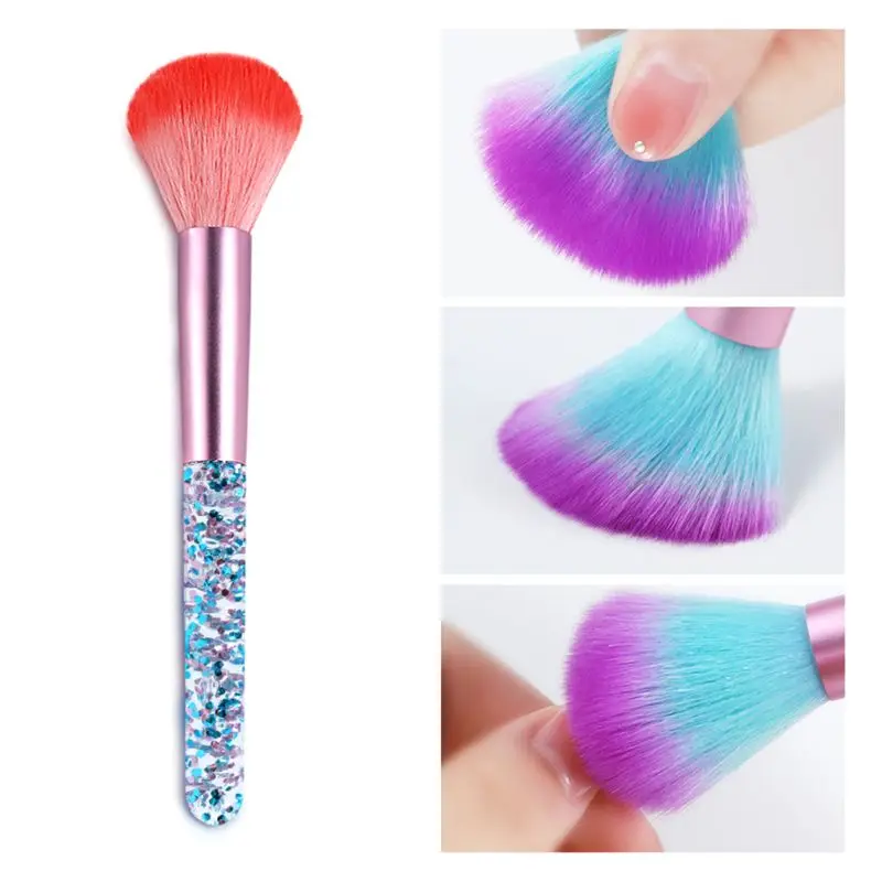 Nail Art Glitter Brush Dust Clean UV Gel Powder Remover Portable Sequins Handle