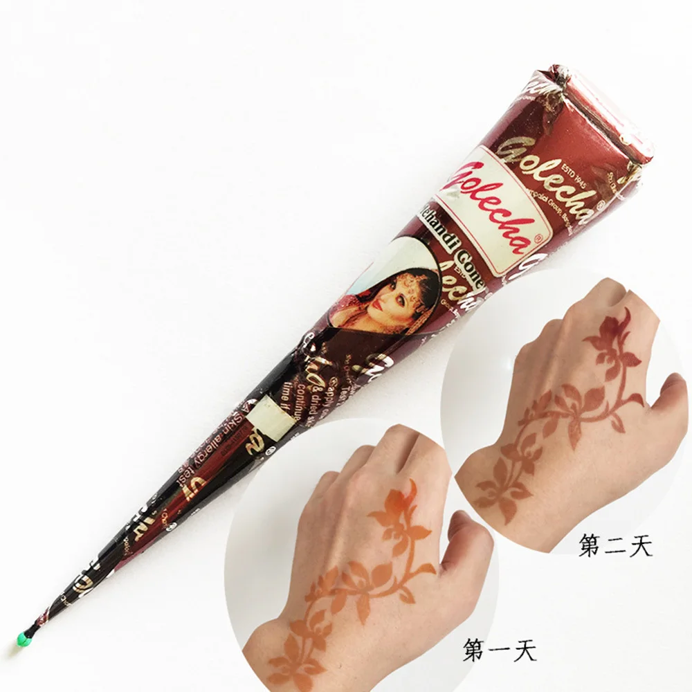 

Natural Indian Mehndi Brown Color Henna Paste Cone Makeup Finger Feet Body C ream Cone Temporary Drawing for t attoo Stencil