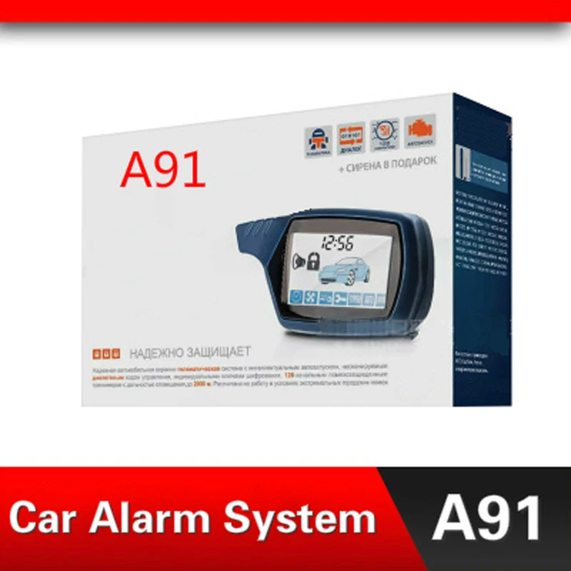 

2019 Car Alarm System For Starline A91 Dropshipping Two-way Car Burglar Alarm Keychain RC Anti-theft System Russian Version