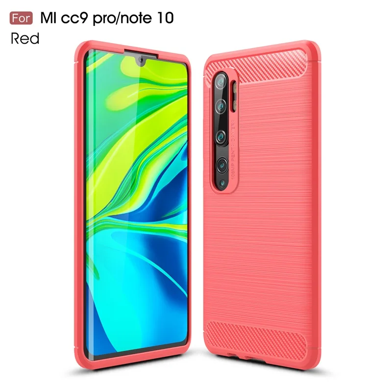 Чехол для телефона s для Xiaomi Mi Note 10, чехол из мягкого силикона и углеродного волокна, ударопрочный чехол для задней панели для Coque UL 10 10 Coque funda 6,47 дюймов - Цвет: Red