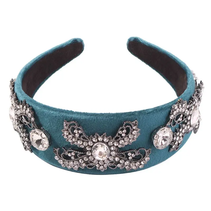 Baroque Charm Velvet Wide Headband Women Vintage Palace Imitation Crystal Rhinestone Jewelry Crown Tiara Banquet Party 1 Baroque Charm Velvet Wide Headband Women Vintage Palace Imitation Crystal Rhinestone Jewelry Crown Tiara Banquet Party 4