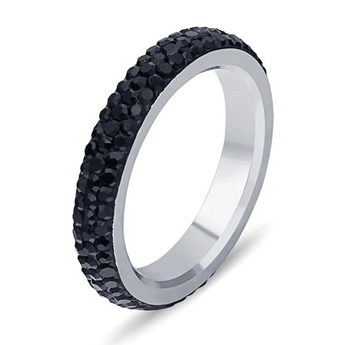 Стразы, многоцветное обручальное кольцо с кристаллами, нержавеющая сталь, модные ювелирные изделия для женщин, подарок - Цвет основного камня: Черный
