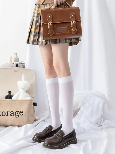 Ultrathin women‘s Silk stockings Nylon for ladies Black White Summer autumn winter socks girls Skinny legs over the knee thigh D thin White shank