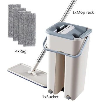 

Magic Cleaning Mops Free Hand Spin Cleaning Microfiber Mop With Bucket Flat Squeeze Spray Mop Home Kitchen Floor Clean Tools