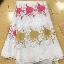 Горячая ткань из Дубая высокое качество швейцарская вуаль кружево в швейцарском нигерийском стиле кружевная ткань dentelle Африканский хлопок кружево 5Y