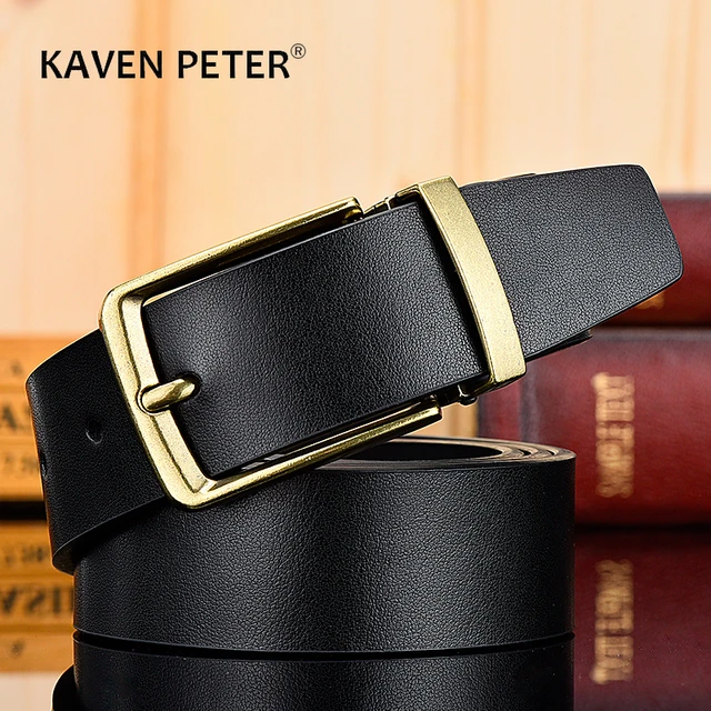 Designer Brand Western Cow Golden Buckle Belt Genuine Leather Belts for Men  Vintage Black Leather Men Waist Strap ceinture homme - AliExpress