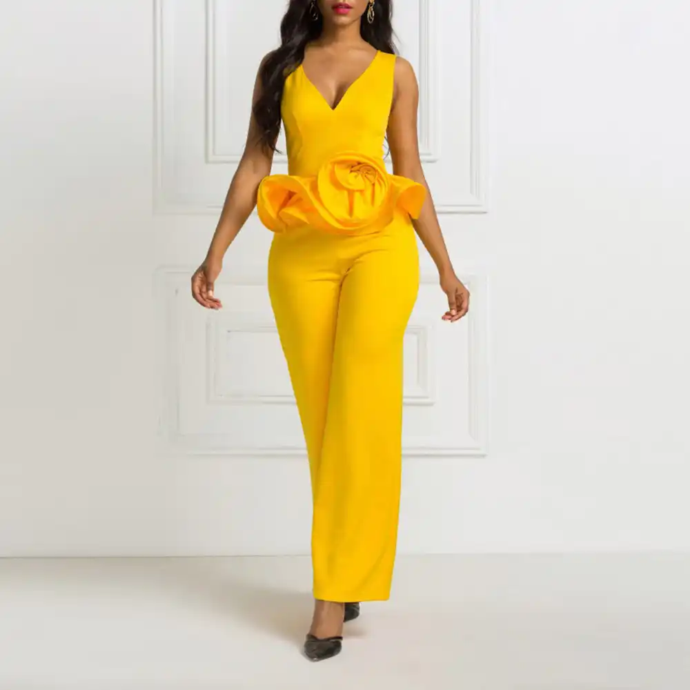Plus size yellow jumpsuit Clearance