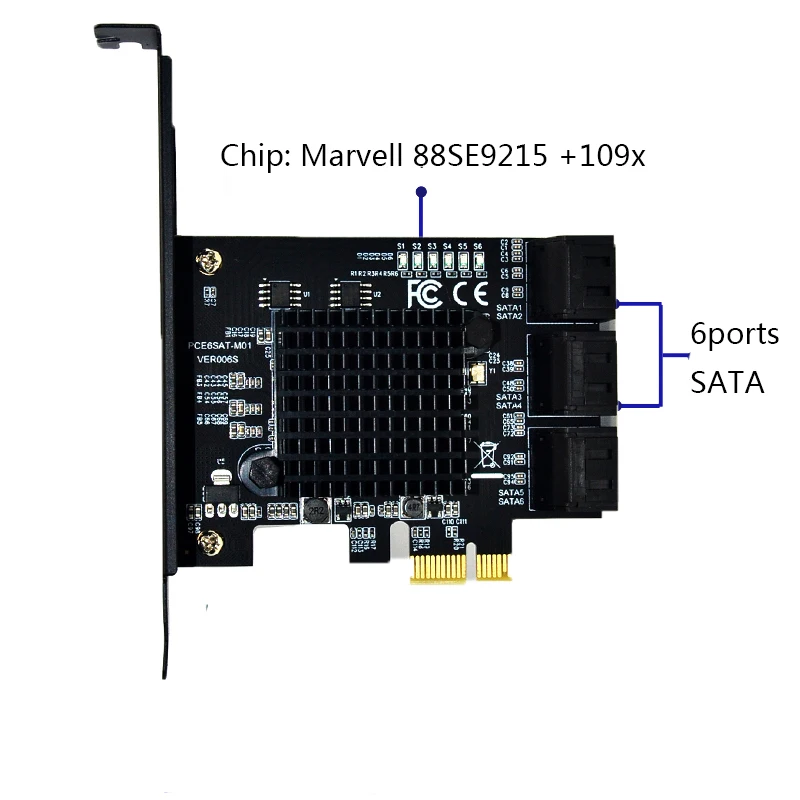 Компьютерная шина PCI-E карта SATA PCI-E 1X карты PCI Express SATA 3,0 2 Порты 4 Порты 6 Порты SATA III SSD SATA 6 Гбит расширения платы адаптера добавить на карте