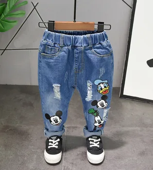 

Brand Kids Baby Boys Girls Jeans Cartoon Character Printed Casual Denim Pants Spring and Autumn New Jeans For Children Pant