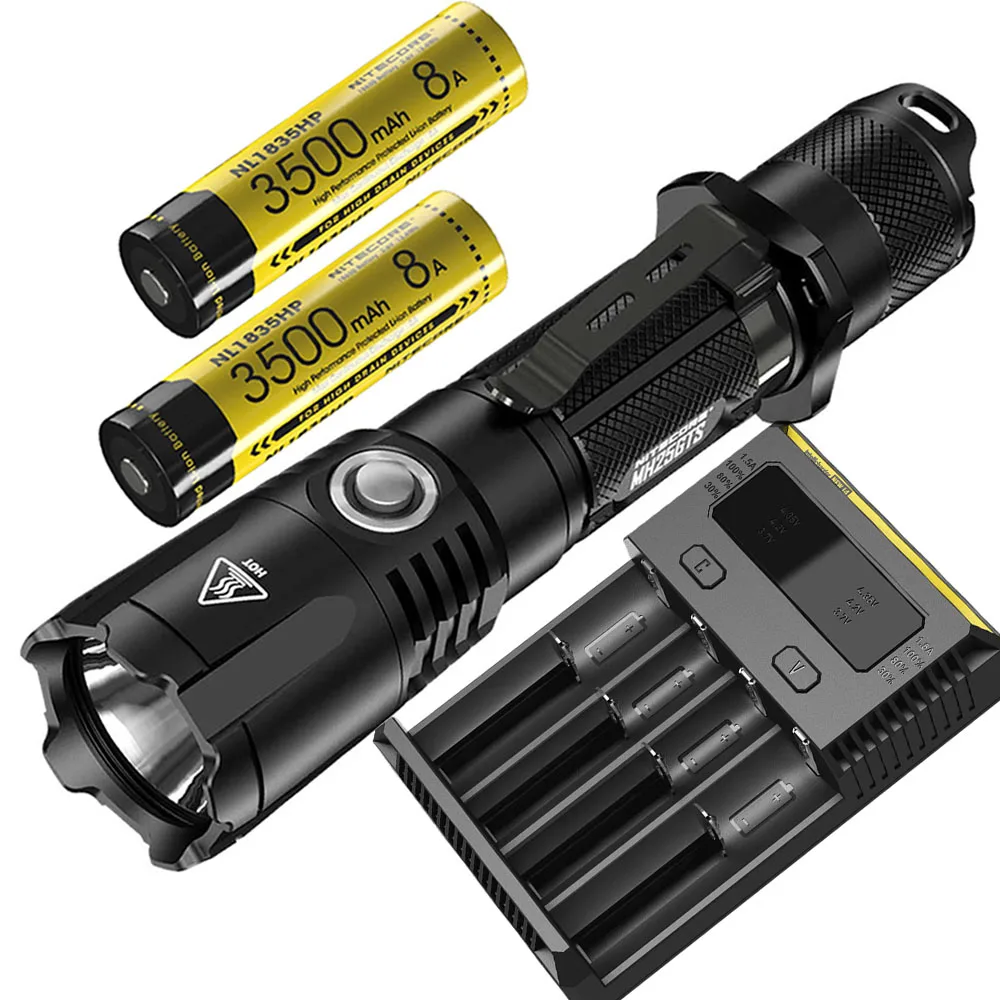 MH25GTS 35HP x 2 I4 NITECORE MH25GTS USB Перезаряжаемый фонарик комплект CREE XHP35 HD max 1800 люмен тактический фонарь 304 метра с батареей 18650 - Испускаемый цвет: MH25GTS 35HP x 2 I4