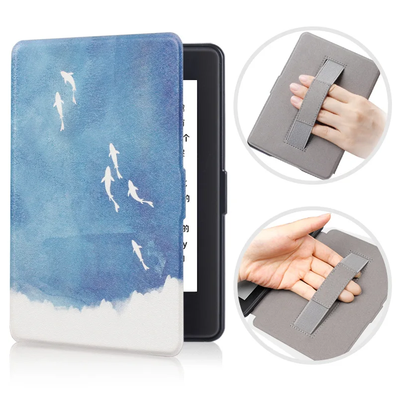 Чехол для всех новых Kindle 10th Gen, тонкий защитный смарт-чехол с принтом из искусственной кожи, чехол с ремешком на руку для Kindle - Цвет: QunYu