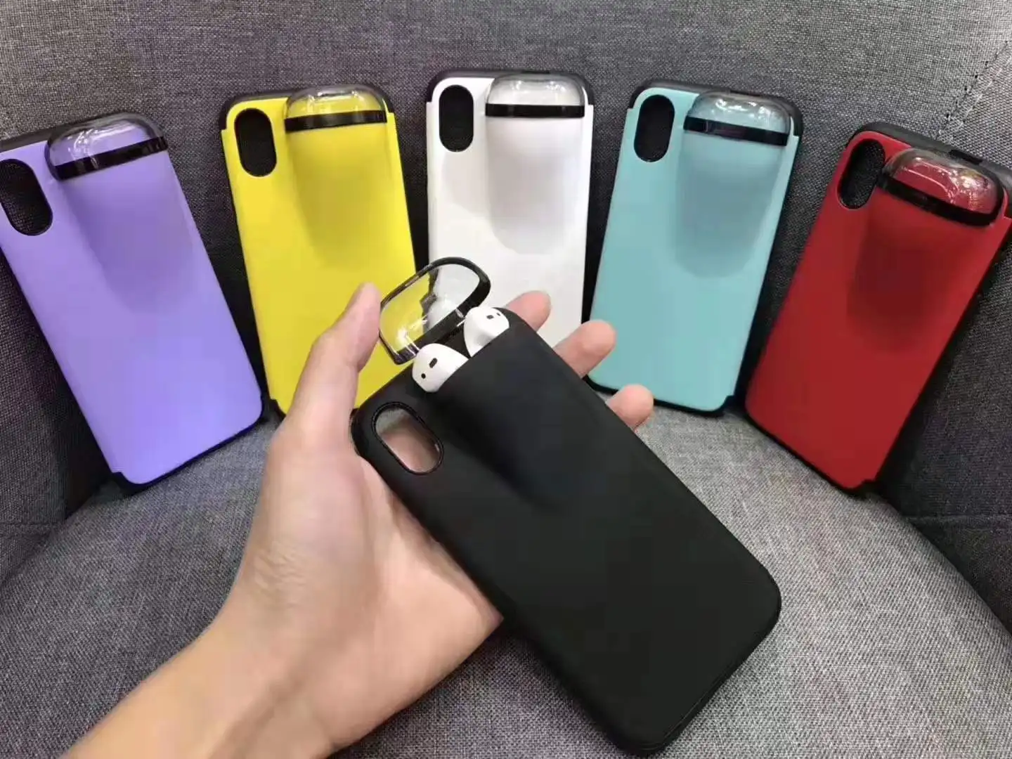 2 в 1, стильный чехол для iPhone 11 Pro Max, силиконовый чехол для Airpods, переносная крышка, матовая поверхность, роскошный дизайн