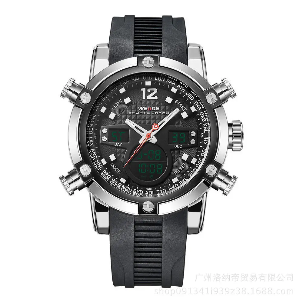 

Granville Weide Hot Sales Waterproof LCD Alarm Clock Multi-functional Adhesive Tape Men Sports Watch Wh5205pu