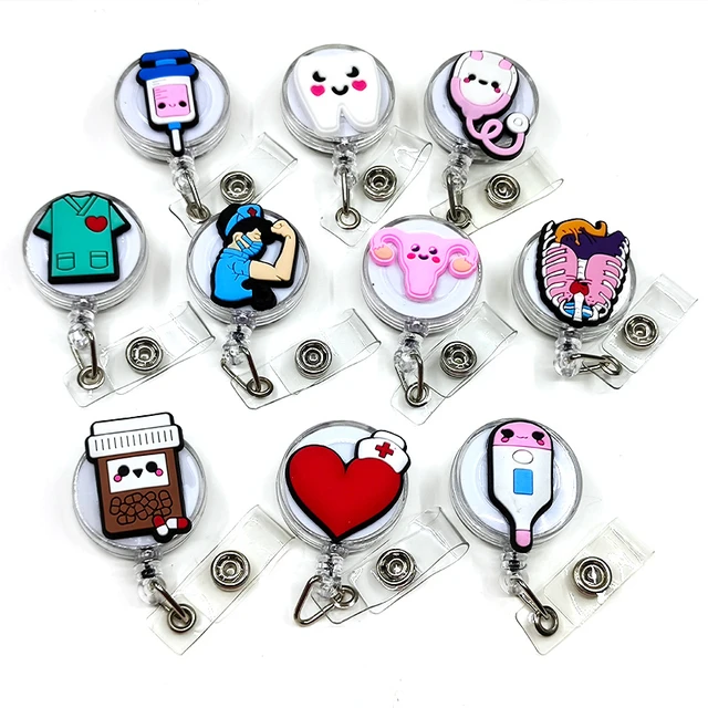 1PCS Retractable Pull Badge Nurse Cute Badge Reel Clip Badge Holder Yoyo  Card Doctor ID Card Chain Clips School Student Office - AliExpress