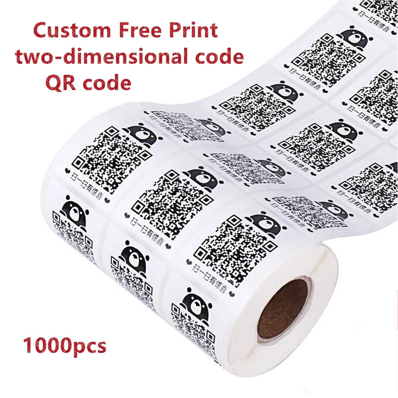 1000PCS adesivi personalizzati stampa gratuita codice a barre 2D stampato  codice bidimensionale codice QR etichette adesive per etichette a risposta  rapida
