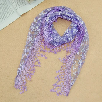 

Women Rose Embroidery Lace Triangle Pendant Soft Wraps Scarf Scarves 1for Selection