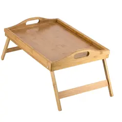 Новый-портативный складной столик-поднос для кровати со складными ножками и поднос для завтрака бамбуковый столик для кровати и поднос для