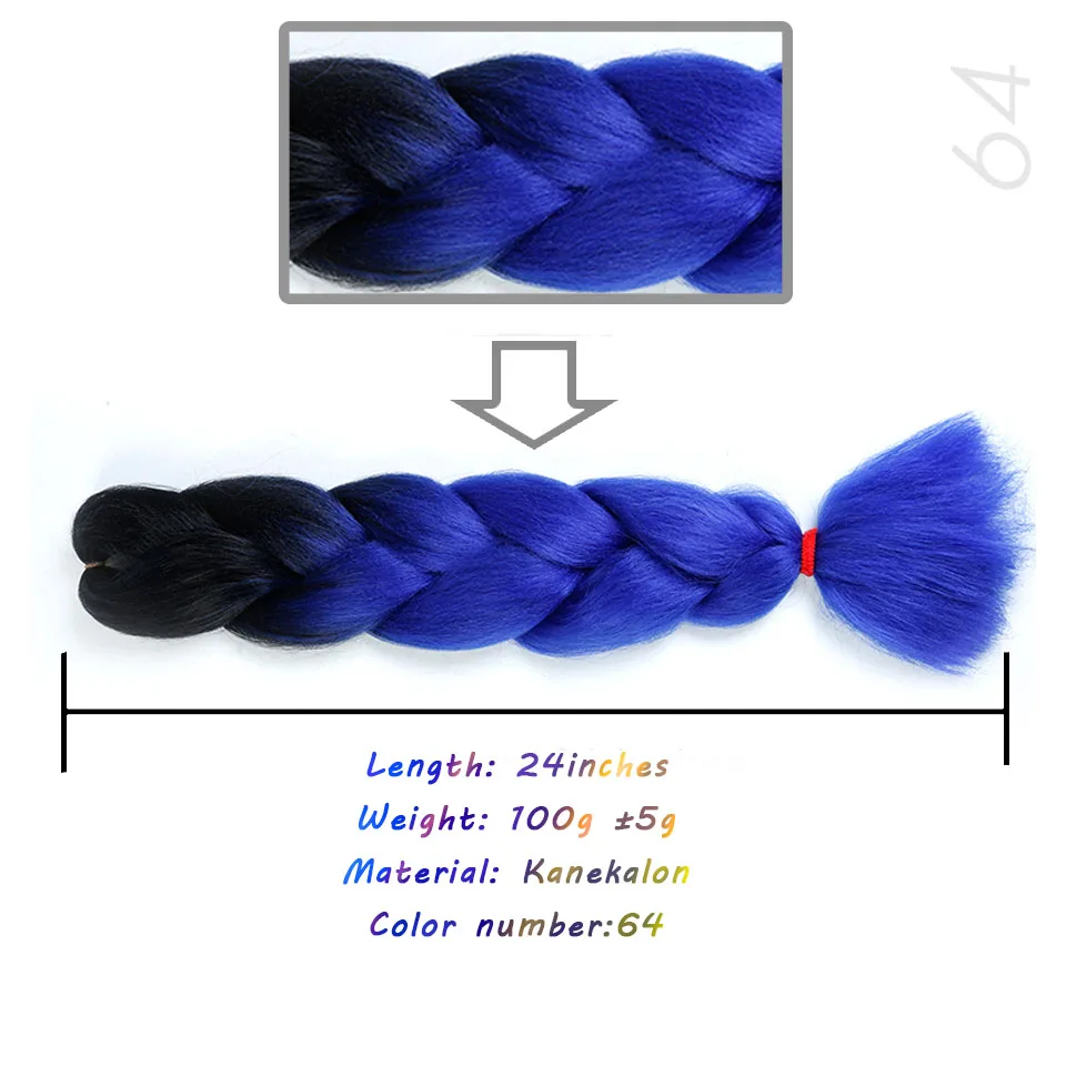 Цвет парик градиент двухцветный большой коса ночь ds представление головной убор черный дреды парик Головные уборы синтетические плетеные волосы - Цвет: #60