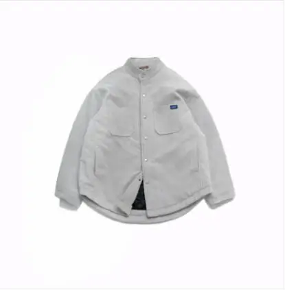 light grey Зимние мужские утепленные парки Вельветовая ткань одежда с хлопковой подкладкой Свободное пальто зимняя куртка повседневная хлопковая теплая верхняя одежда S-XL - Цвет: light grey
