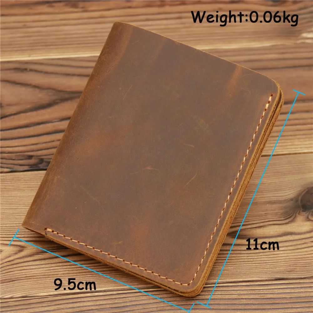 Vintage Men Leather Wallet Credit Id Card Holder Crazy Horse Leather Small Wallets for Men Money Case 2