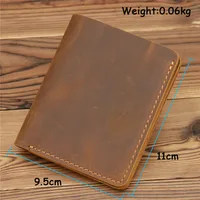 Vintage Men Leather Wallet Credit Id Card Holder Crazy Horse Leather Small Wallets for Men Money Case 2