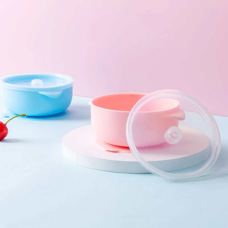 

Baby Silicone Bowl Dishes Dining Tableware Food Dinnerware Suction Cup Fixing BPA Free Feeding Dinner Bowls With Cover For Kids