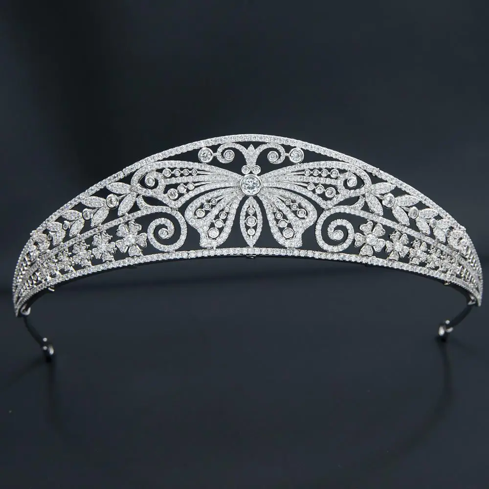 Cubic Zirconia Butterfly Tiara for Wedding,Crystal Princess Tiaras