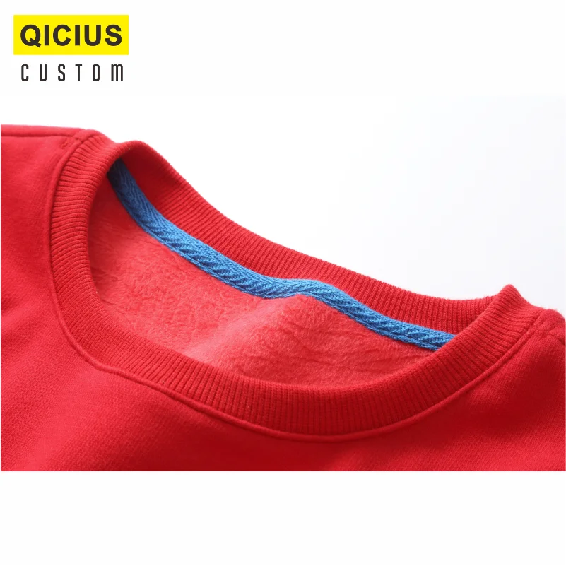 Men's Round Neck 100% Cotton Plus Velvet Long-Sleeved Sweater Custom Printed Embroidery Logo Casual Solid Color Warm Sweater 3xl 5