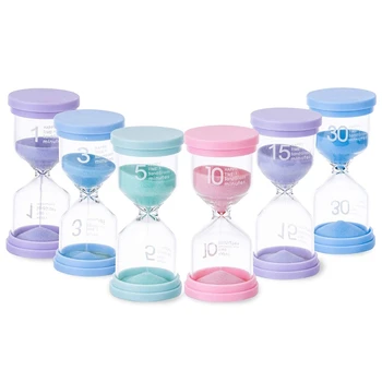 

6Pcs Sand Timers for Kids and Classroom - Big Plastic Sand Hour Glass Hourglass Set