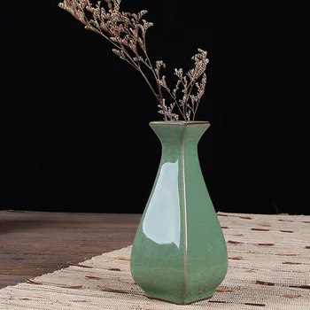

Creative Ge Kiln Celadon Ceramic Flower Vase Home Decoration Modern Flower Vase Plant Holder Desk Hydroponics Device Room Decor
