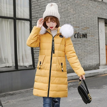 

plus size M-8XL solid parka women winter long jackets 2020 hooded fur collar thick casual outwear warm coat femme giacca donna