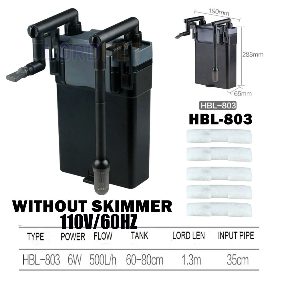 SunSun навесной фильтр скиммер до 100 л аквариум 6 Вт многоступенчатый фильтр регулируемый поток масло устройство для снятия пленки 500 л/ч 20-80 см бак - Цвет: hbl803nos110v60hz