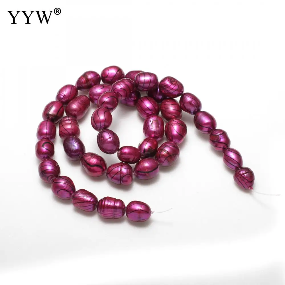 

Grade A 8-9mm Cultured Rice Freshwater Pearl Beads Tibet Natural Fuchsia Pearls Beads Rice For Jewelry Making Hole 0.8mm